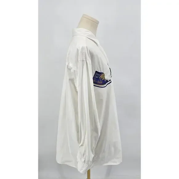 Preston & York Vintage Upcycled Embroidered Sneakers Button Down Shirt - Medium - Picture 3 of 9